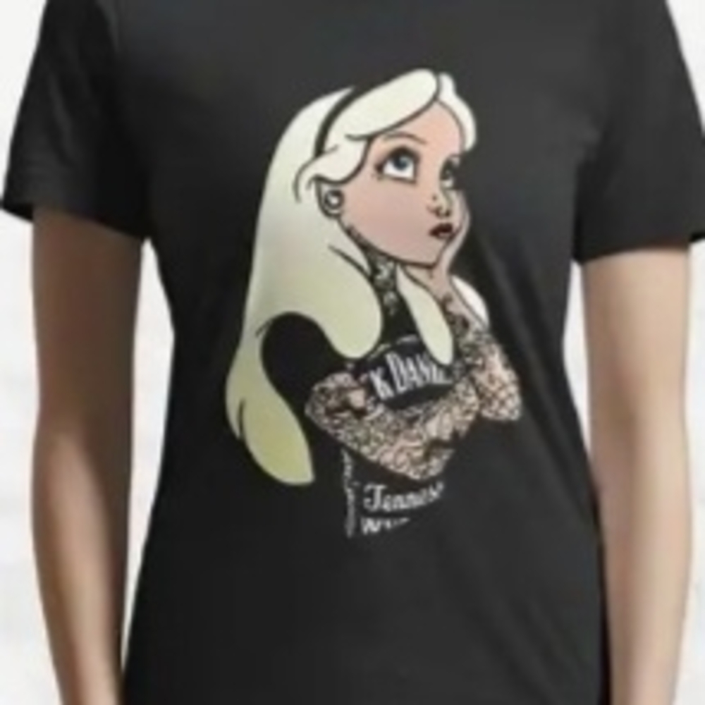 Punk Alice & Wonderland Black Short Sleeve T-Shirt NWOT